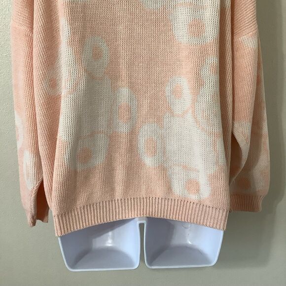 Sugar Co. Vintage 80s Fairy Kei Kawaii Pastel Pink Bear Knitted Sweater XL - Picture 8 of 10